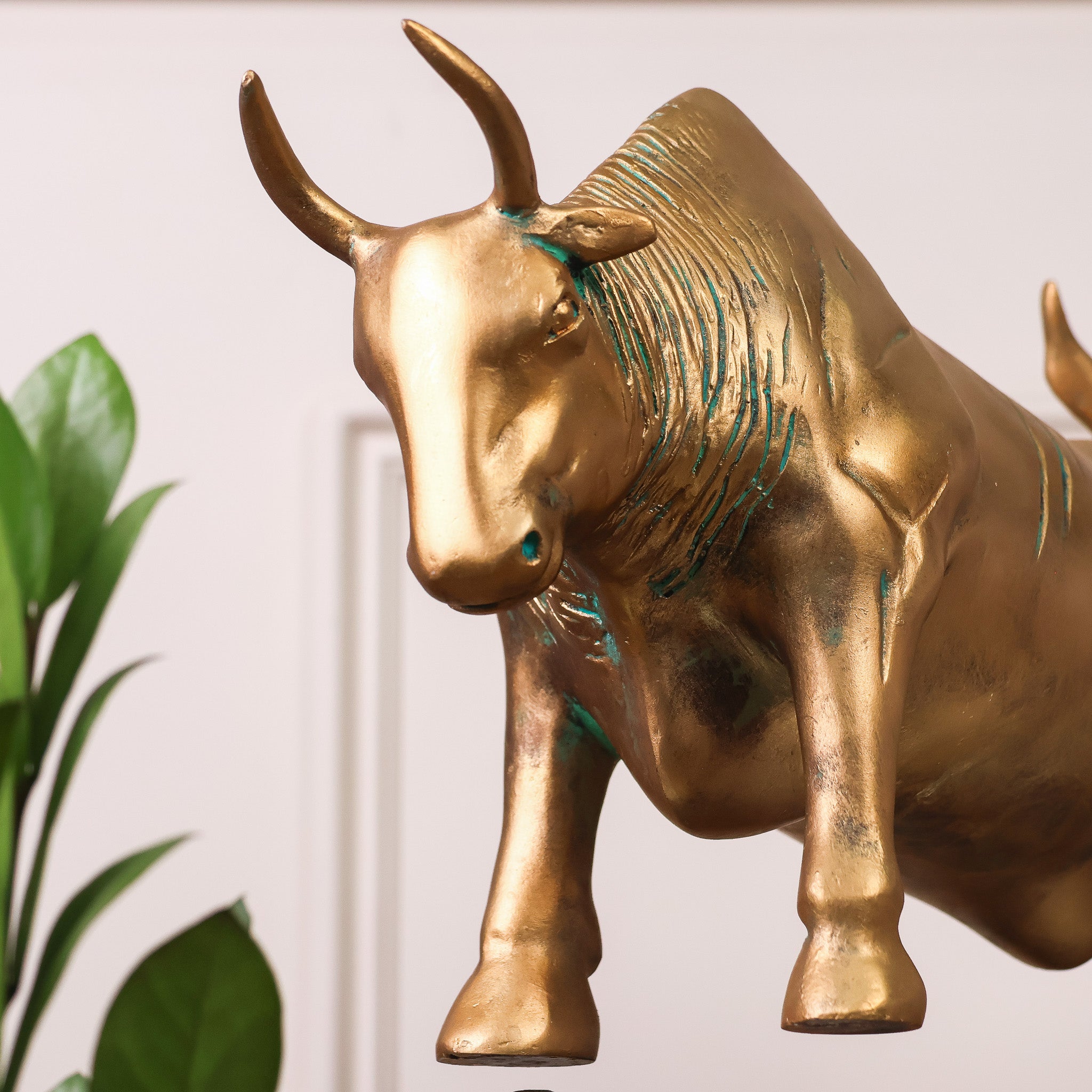 Majestic Patina Brass Bull Statue