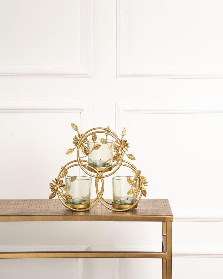 Floral T-Light Holder with metal holder - Curiocart
