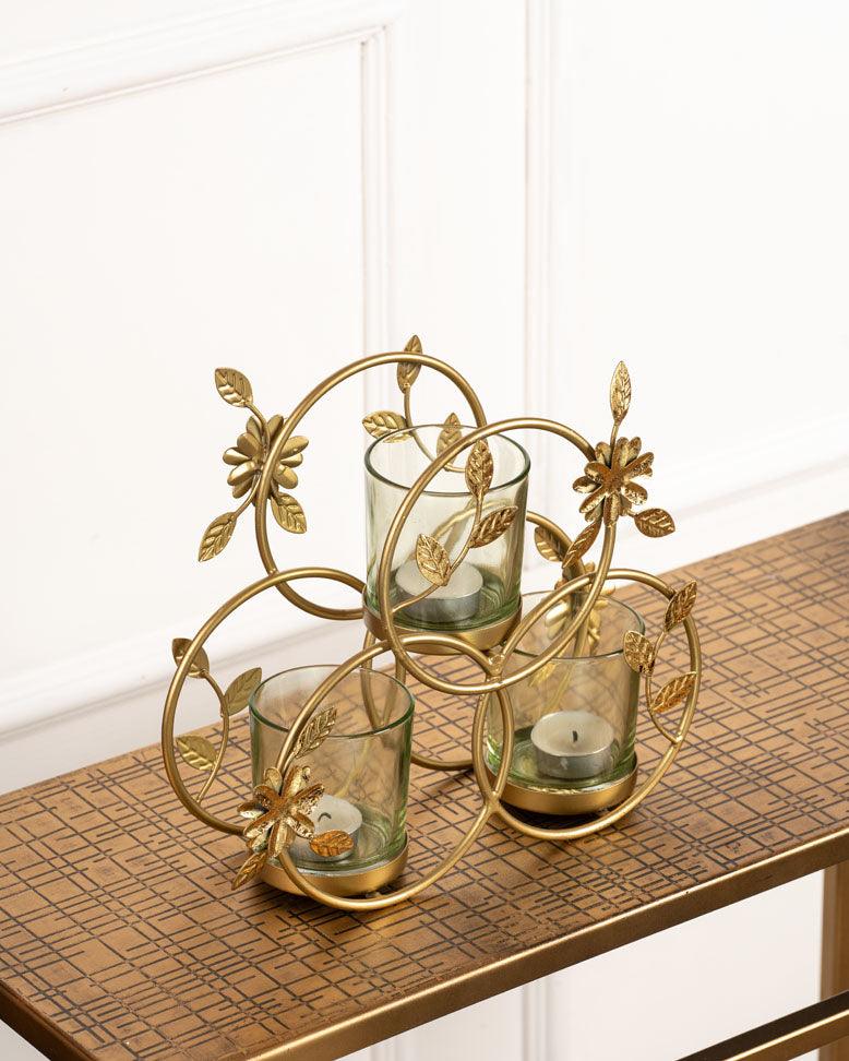 Floral T-Light Holder with metal holder - Curiocart