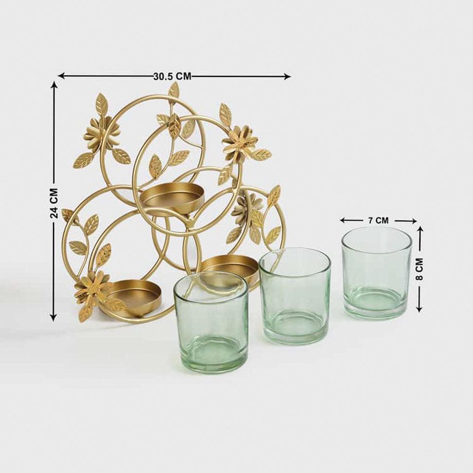 Floral T-Light Holder with metal holder - Curiocart
