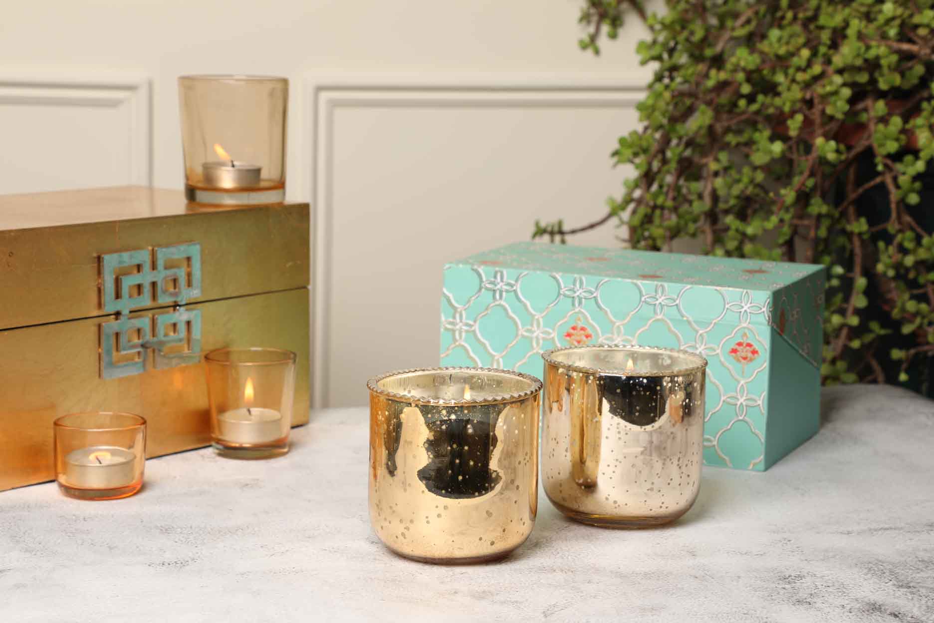 Antique Votives With Iris Box & Wax (Pack Of 2)