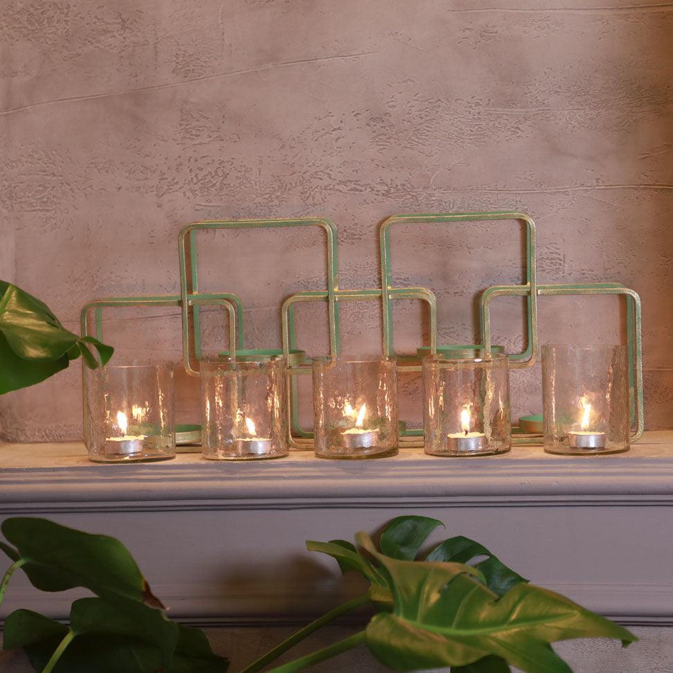 Turquoise 5 Votive Holder with Metal Stand - Curiocart