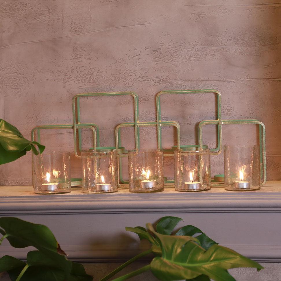 Turquoise 5 Votive Holder with Metal Stand - Curiocart