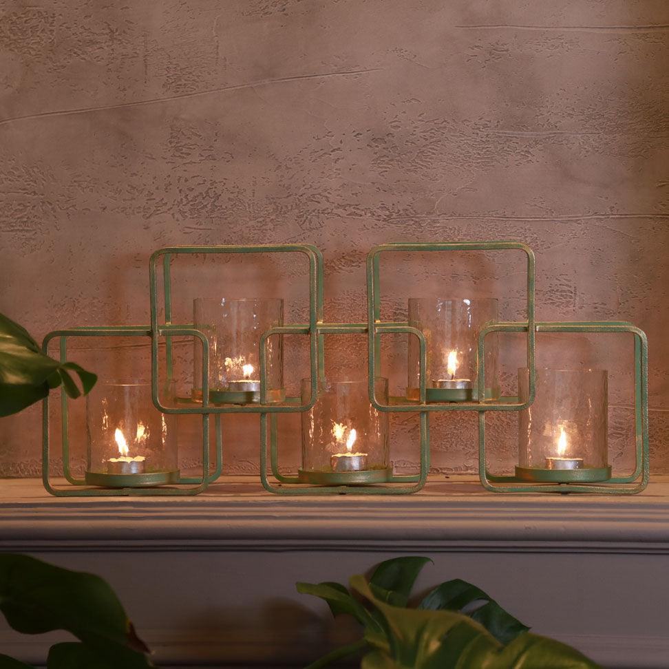 Turquoise 5 Votive Holder with Metal Stand - Curiocart