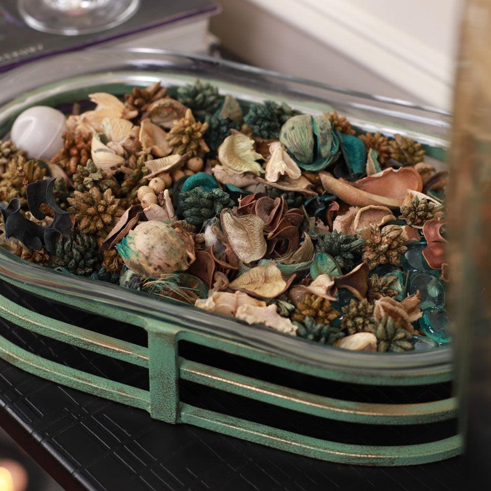 Glass Hammered Decorative Platter with Metal Stand - Curiocart
