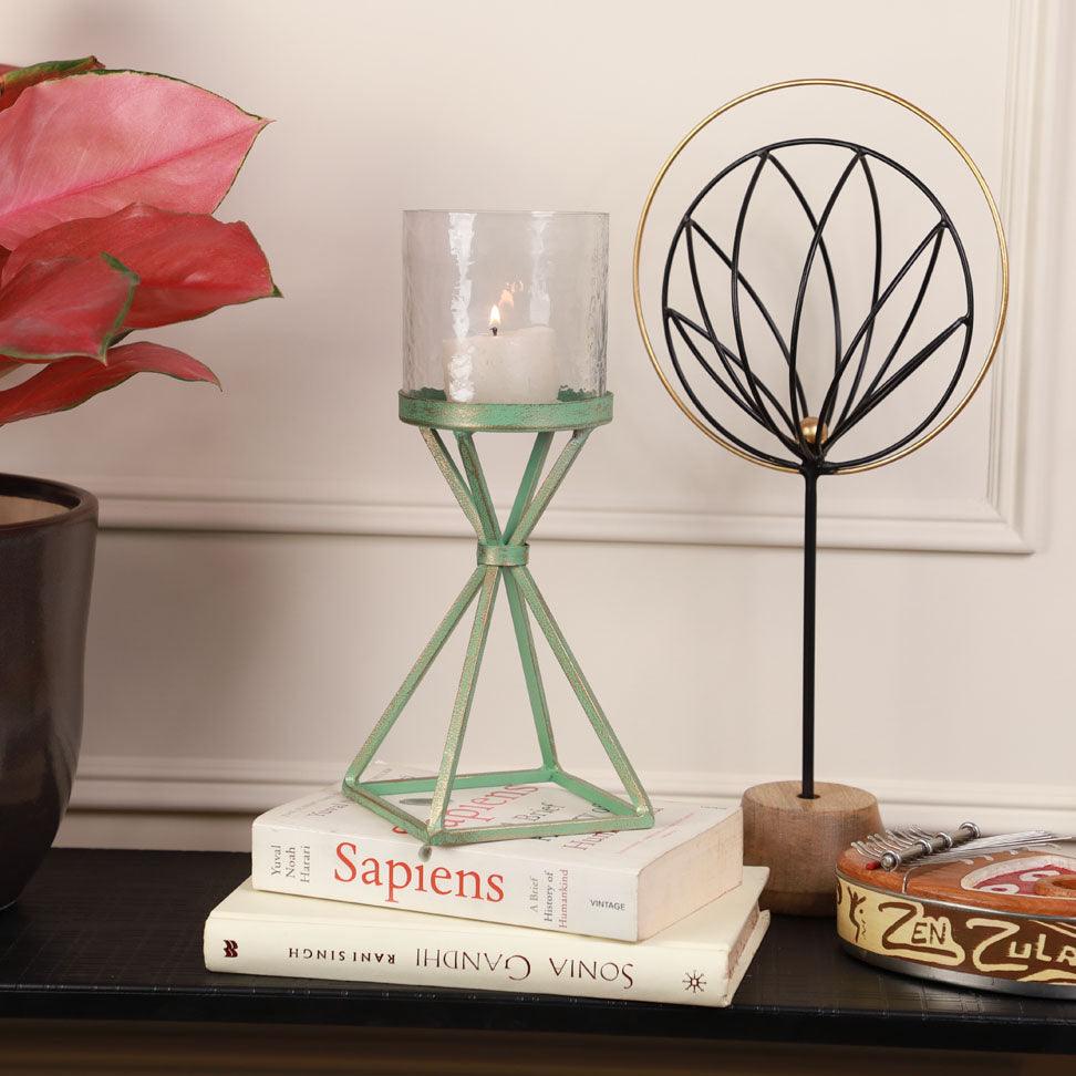 Turquoise Hurricane Candle Stand
