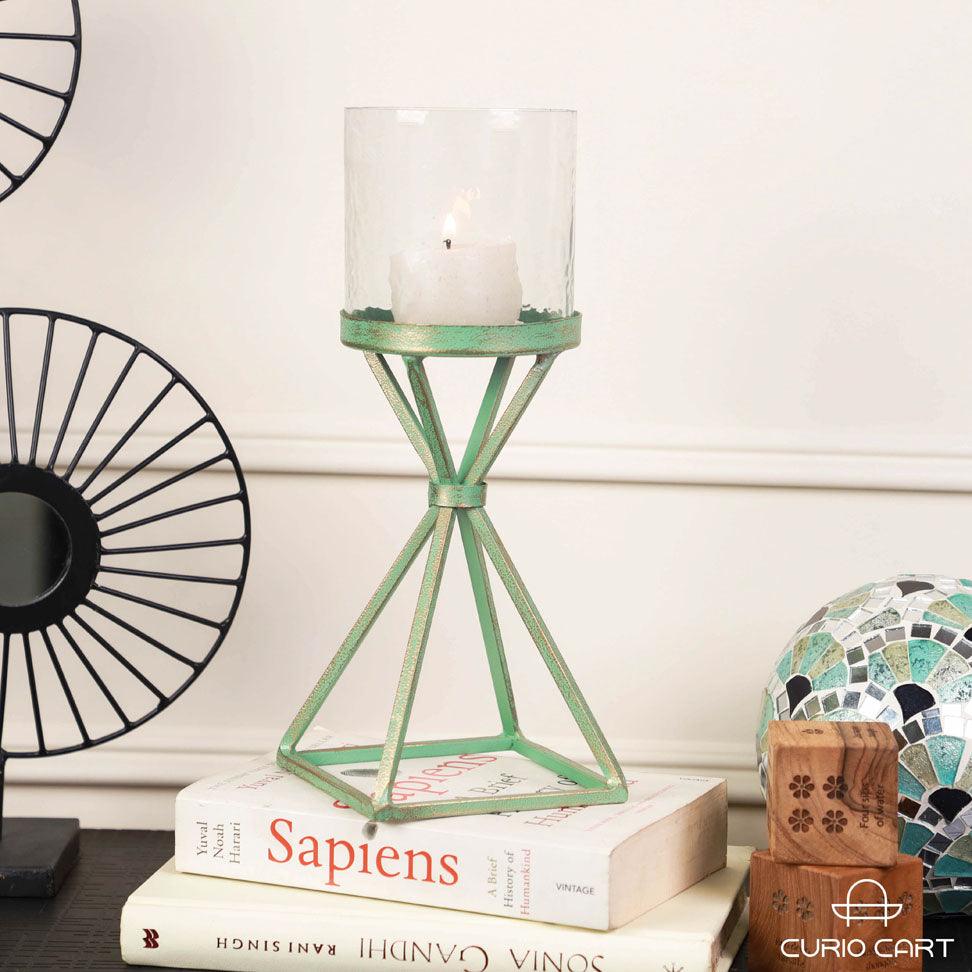 Turquoise Hurricane Candle Stand