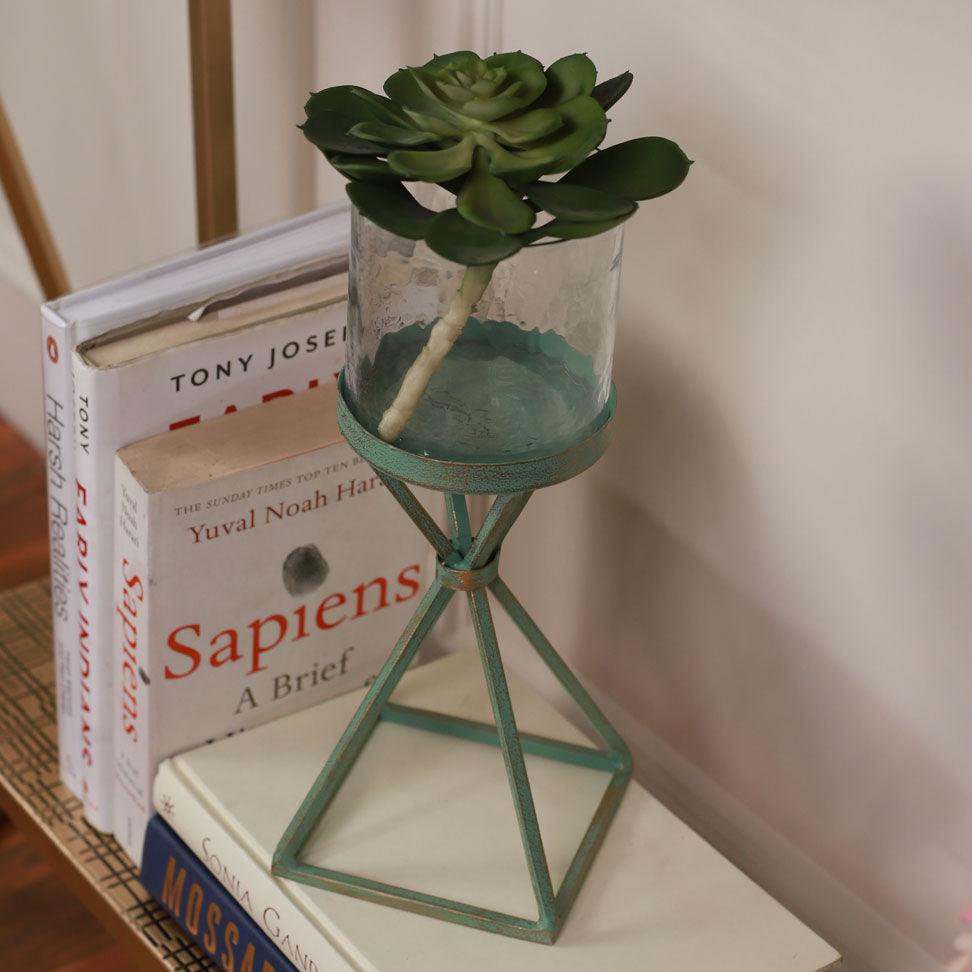 Turquoise Hurricane Candle Stand