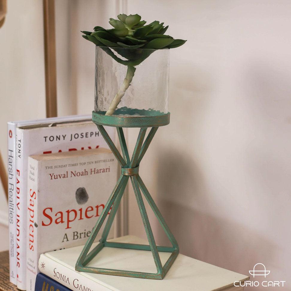 Turquoise Hurricane Candle Stand