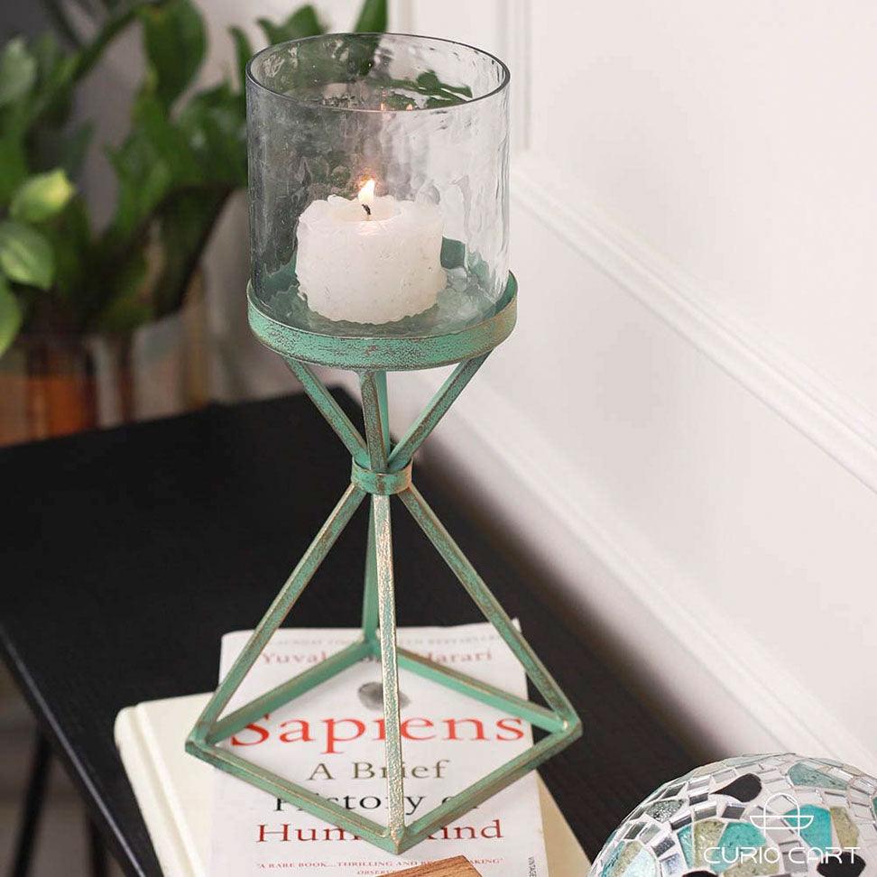 Turquoise Hurricane Candle Stand
