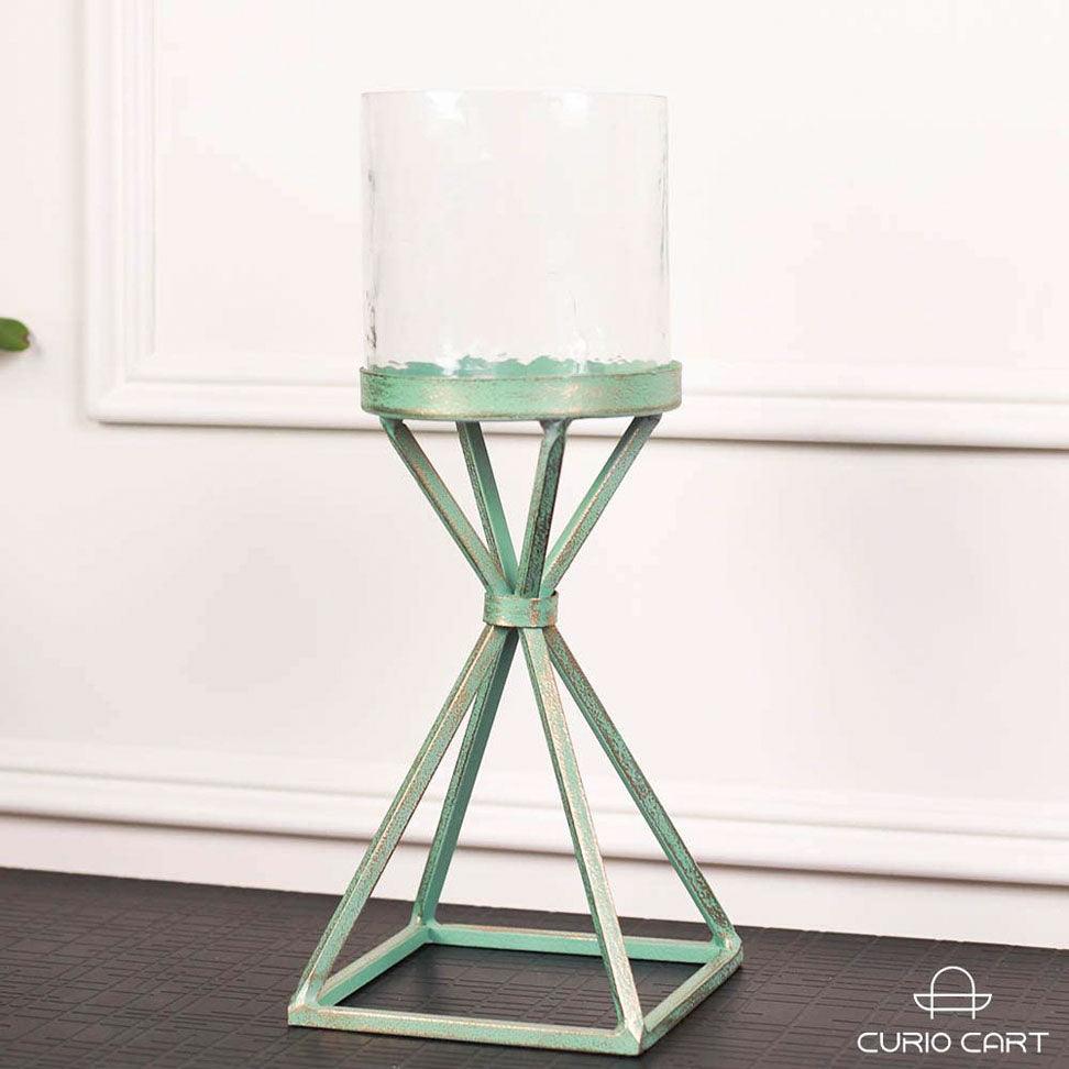 Turquoise Hurricane Candle Stand