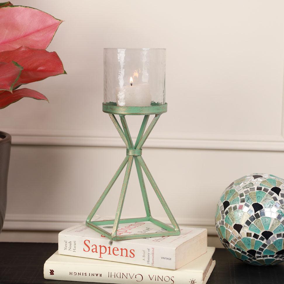 Turquoise Hurricane Candle Stand