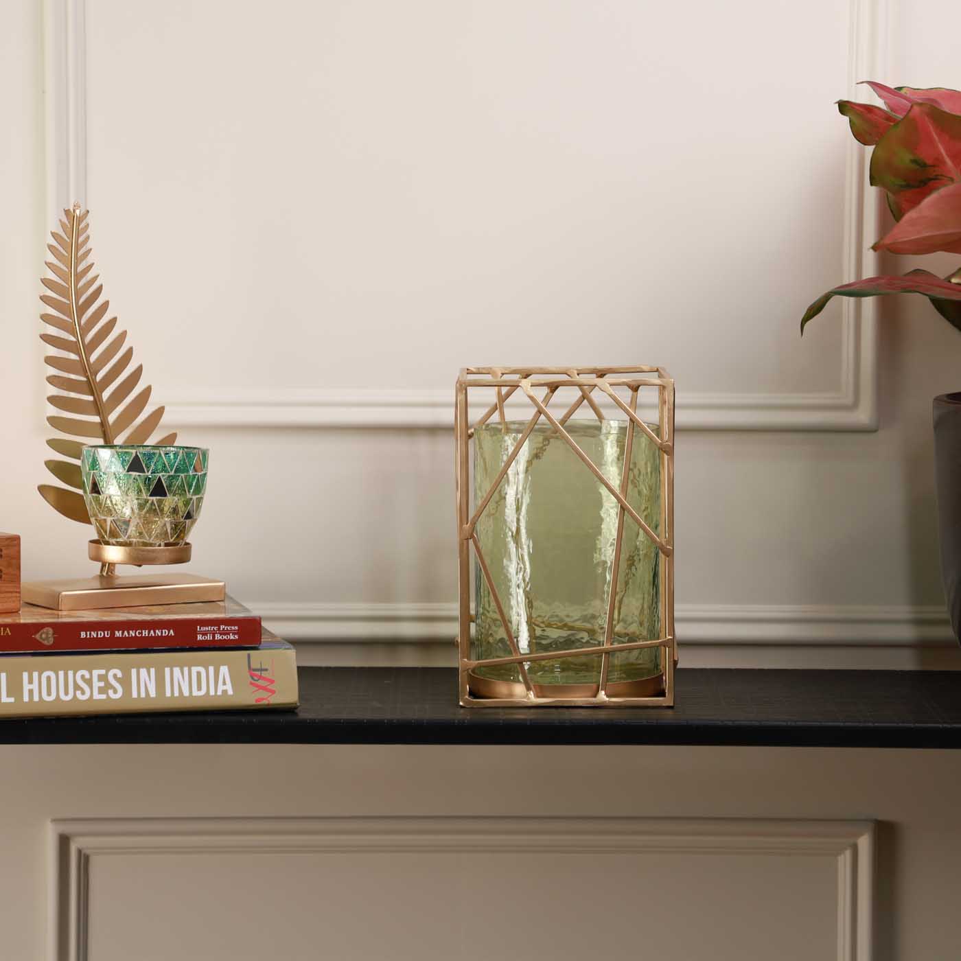 Small Hurricane Candle Holder (Green)