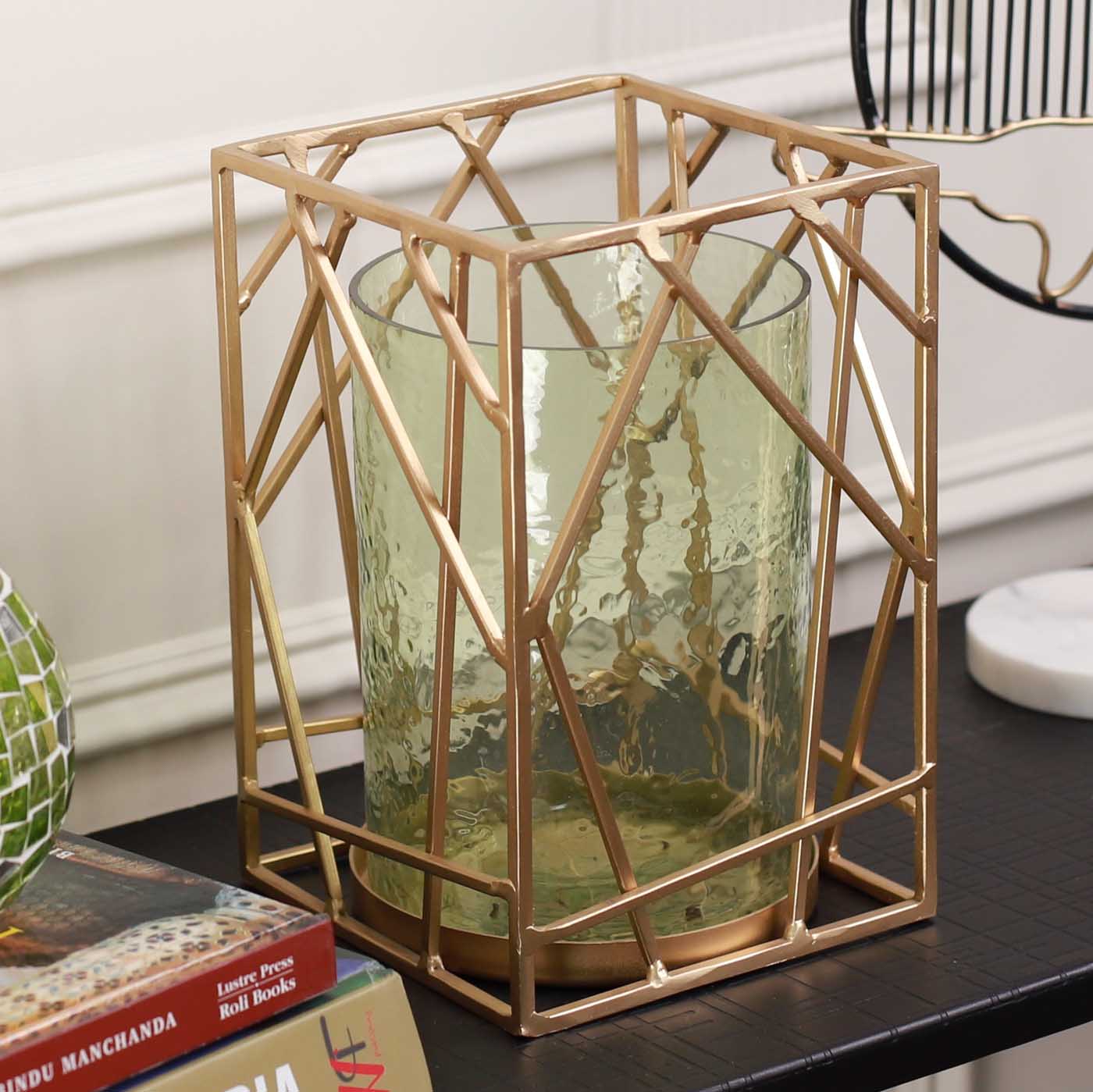 Small Hurricane Candle Holder (Green)