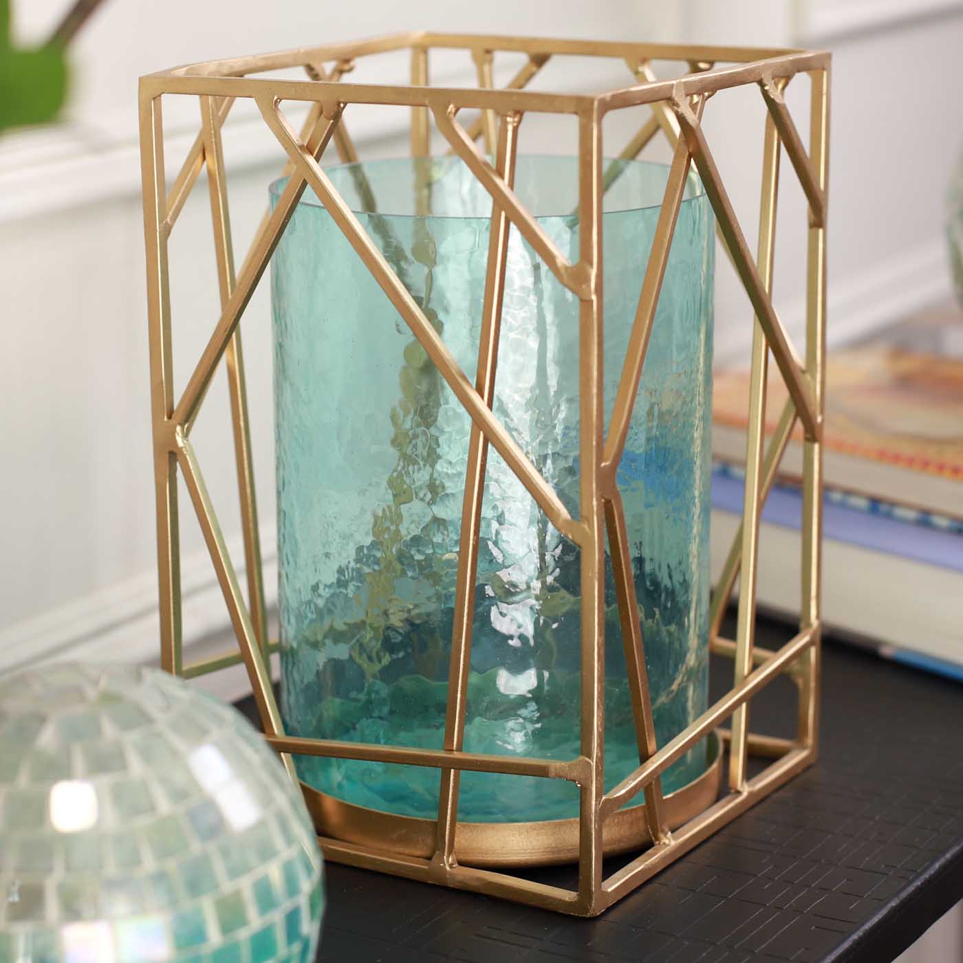 Small Hurricane Candle Holder (Blue)
