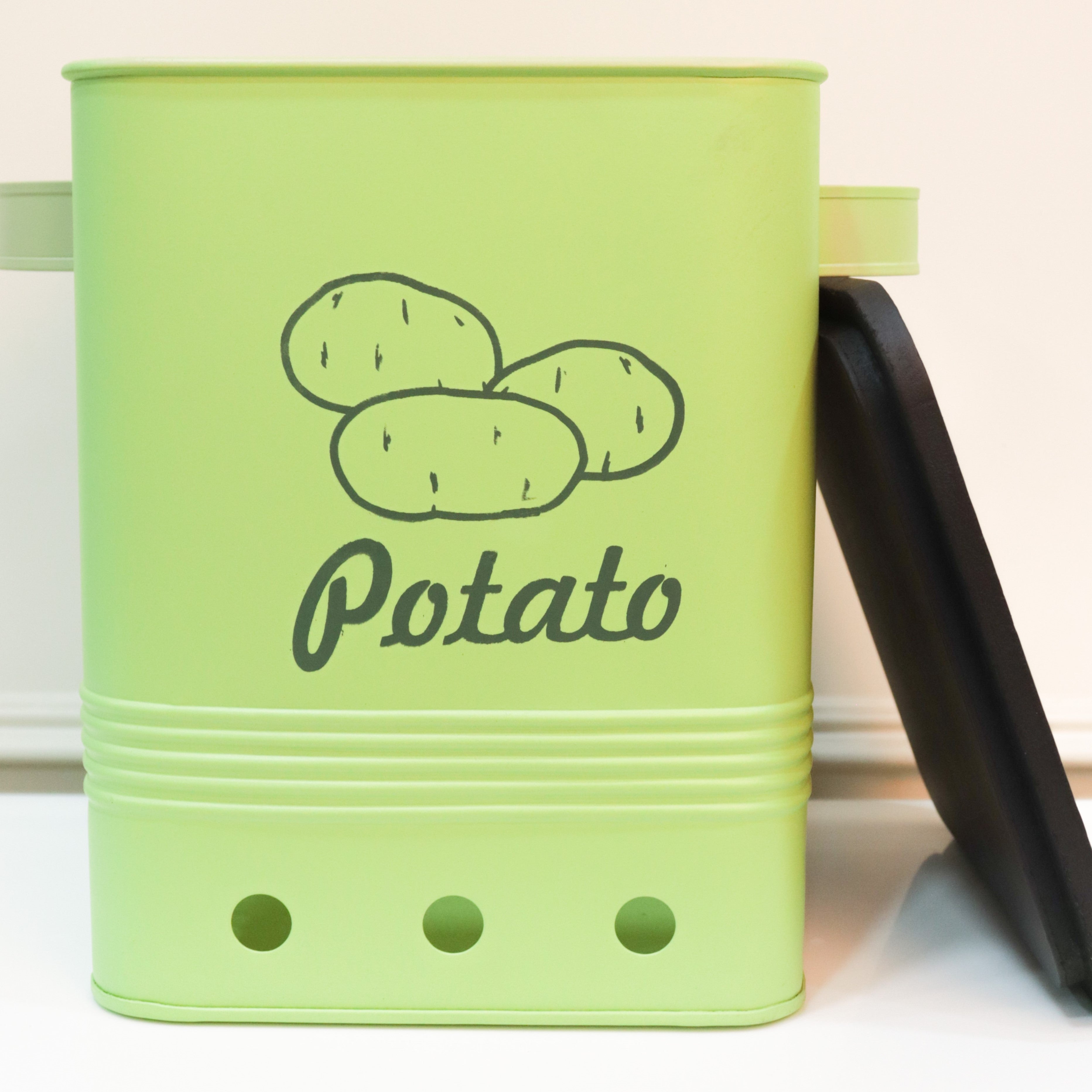 Square potato box with wooden Lid - Curiocart