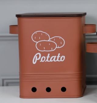 Square potato box with wooden Lid - Curiocart
