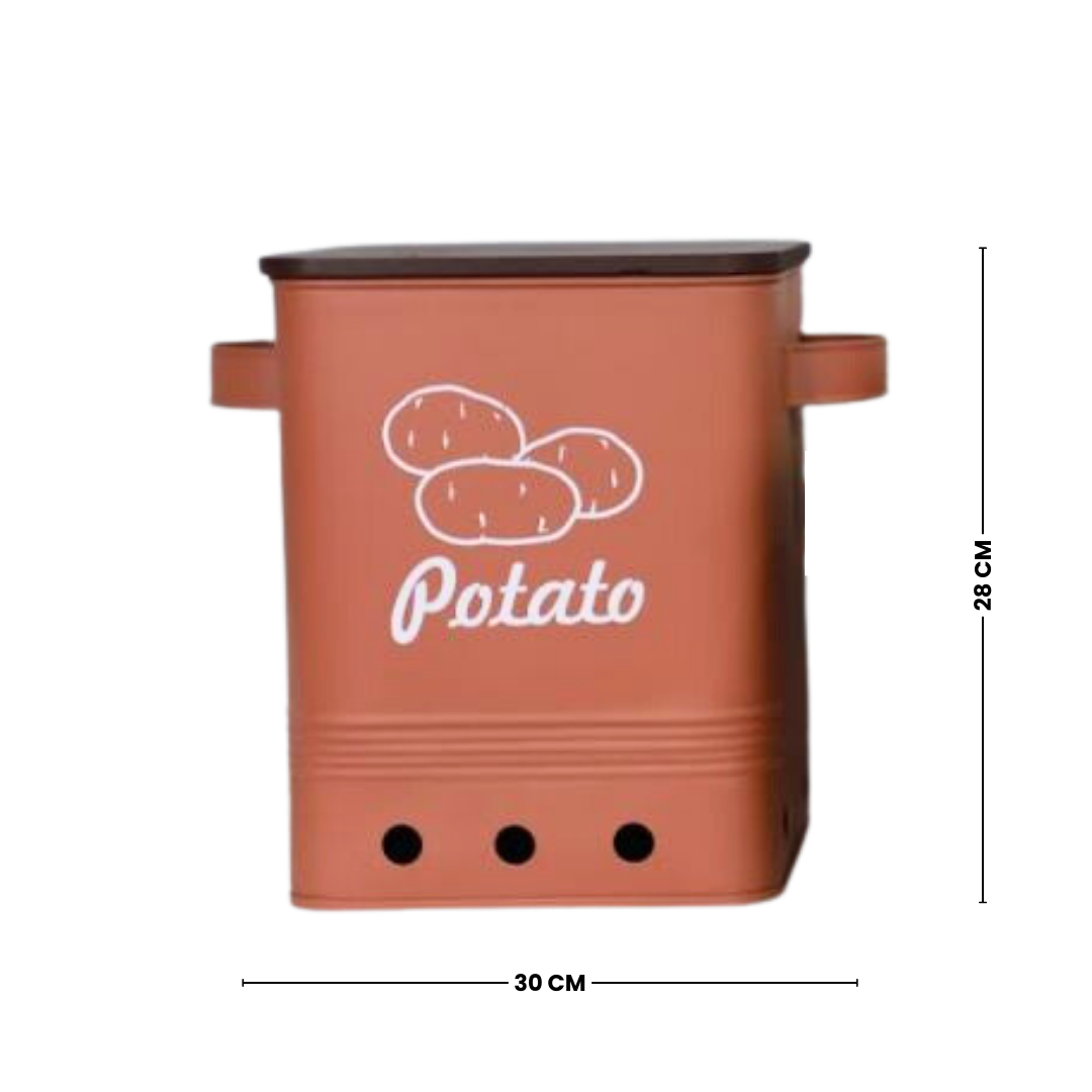 Square potato box with wooden Lid - Curiocart