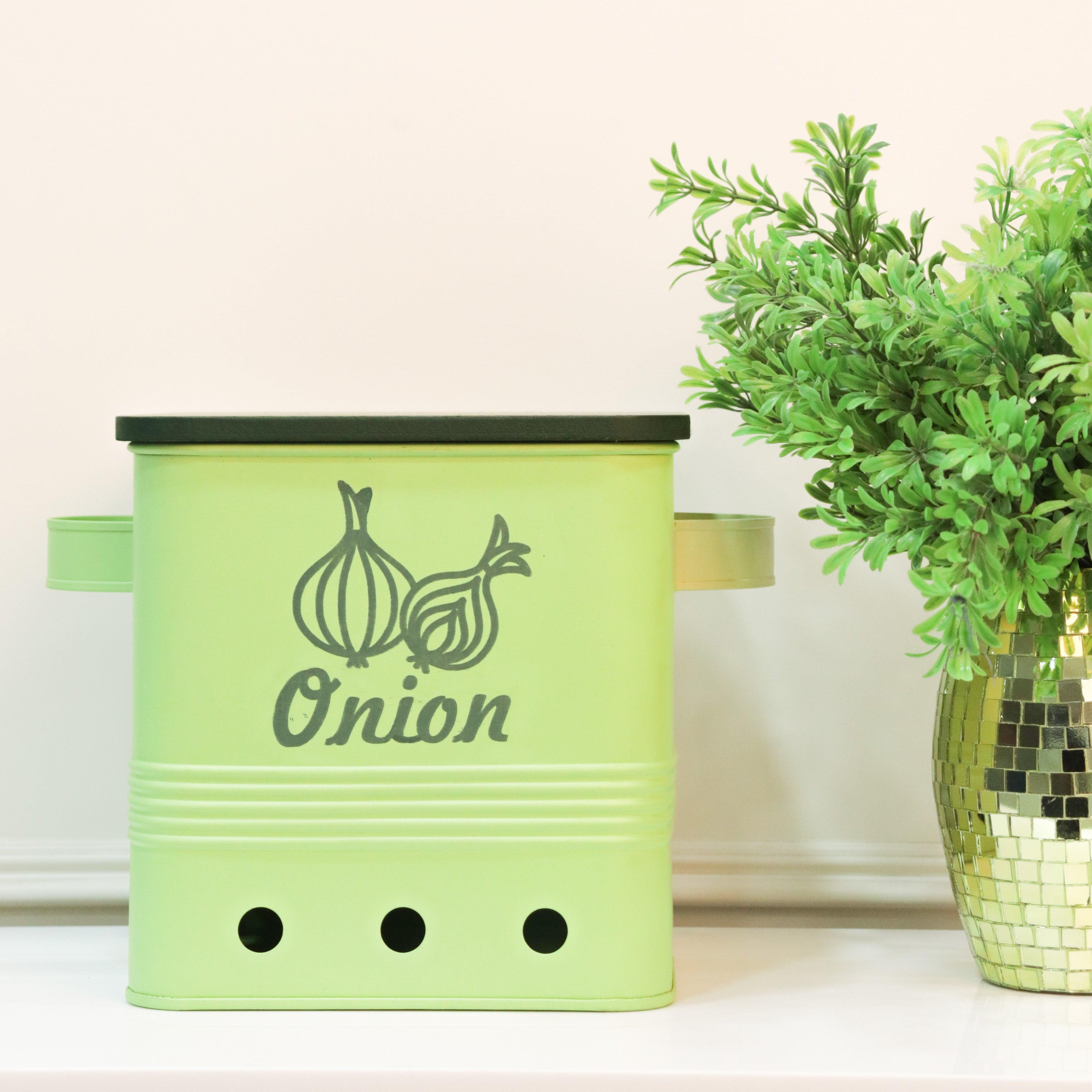 Square onion box with wooden lid - Curiocart
