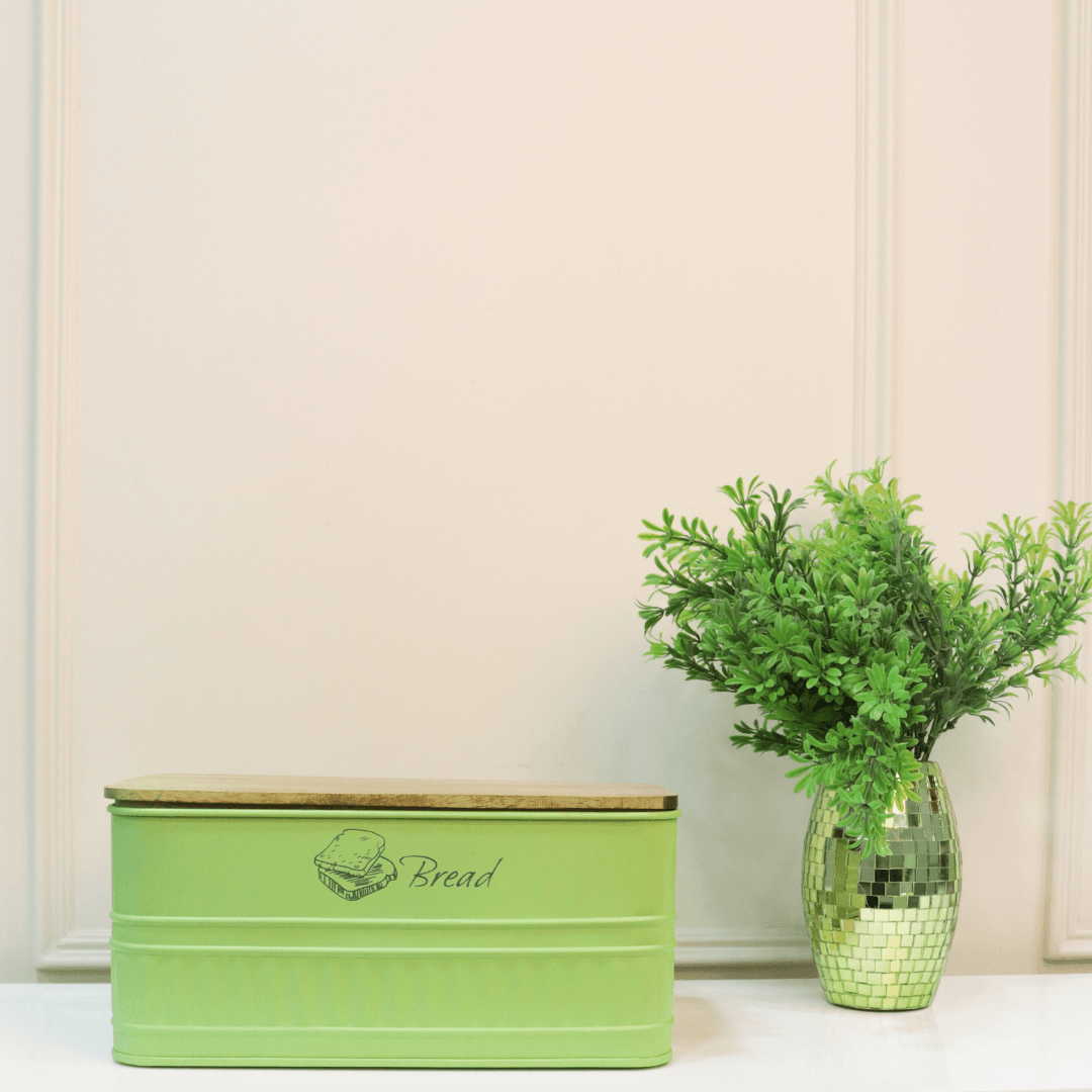 Metal Bread Box with Wooden Lid - Curiocart