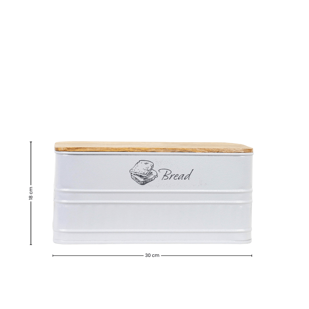 Metal Bread Box with Wooden Lid - Curiocart