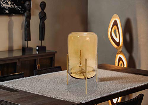 Hammered Gold Lustre Glass Cylinder Vase with Gold Stand - Curiocart