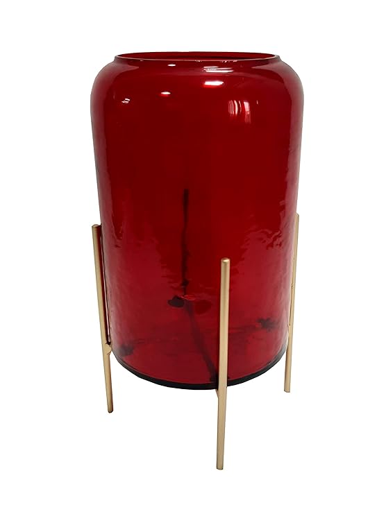 Hammered Glass Cylinder Vase with Stand - Curiocart