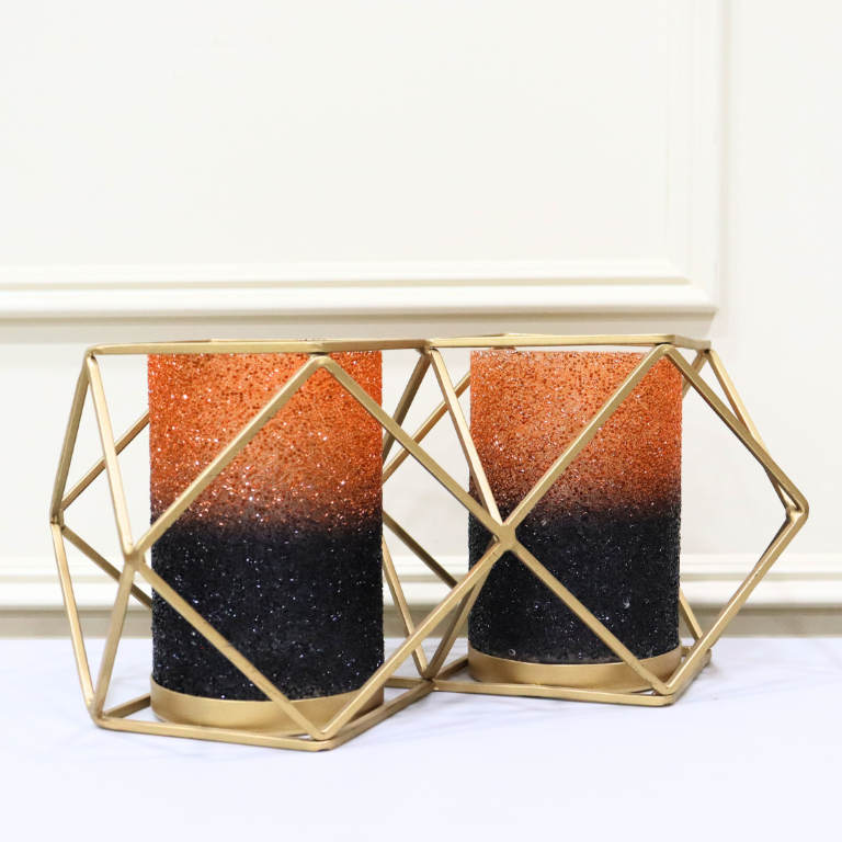 GlowLite Orange black twin flames Votive - Curiocart