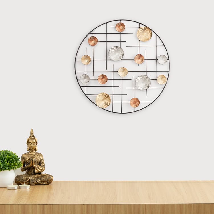 Multicolour Textured Metal Round Wall Art - Curiocart