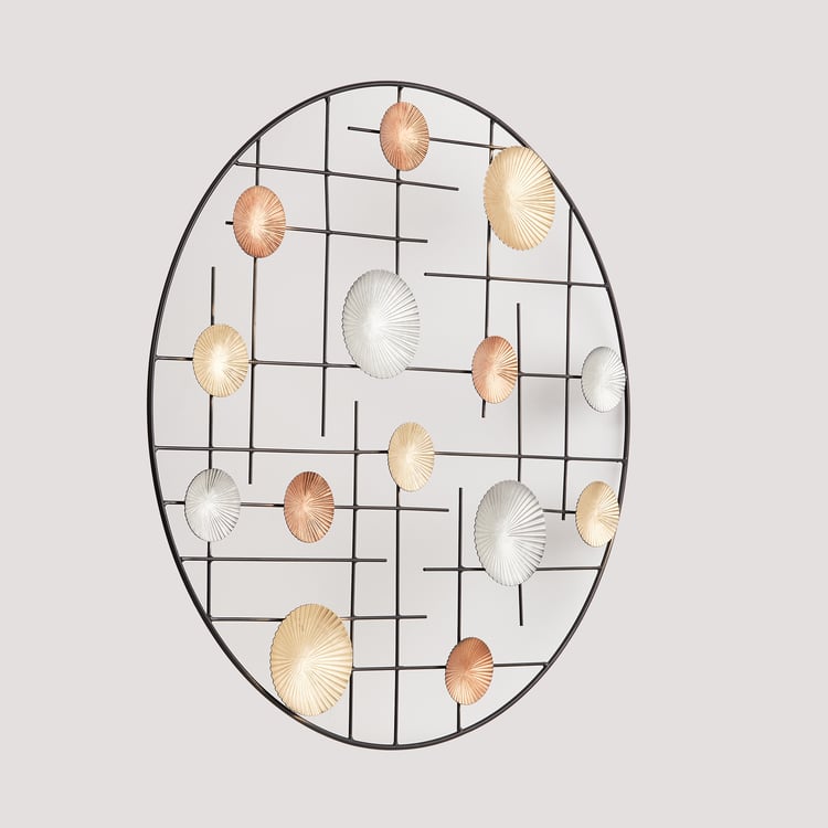 Multicolour Textured Metal Round Wall Art - Curiocart