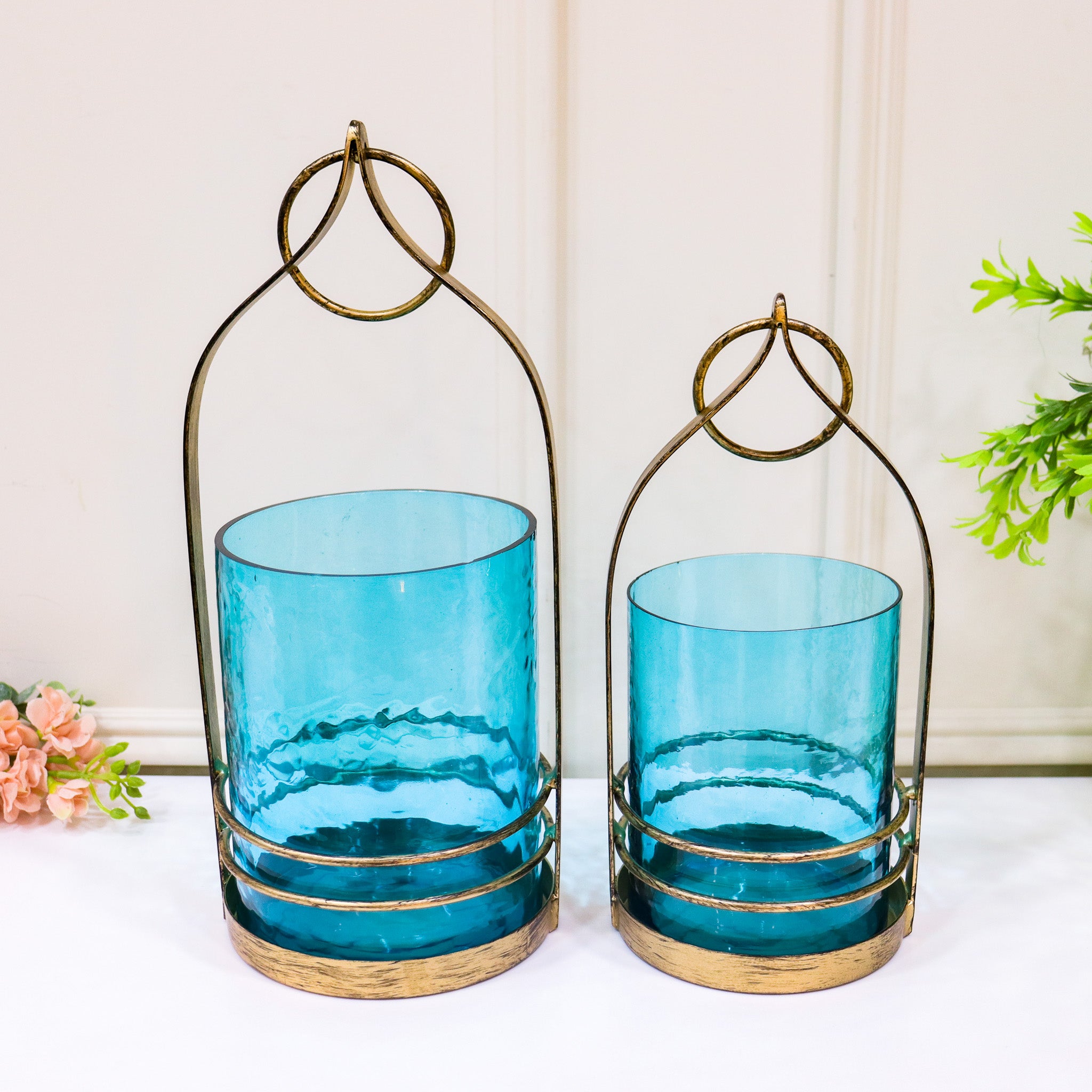 Copper & Teal Candle Holder: Set of 2 - Curiocart