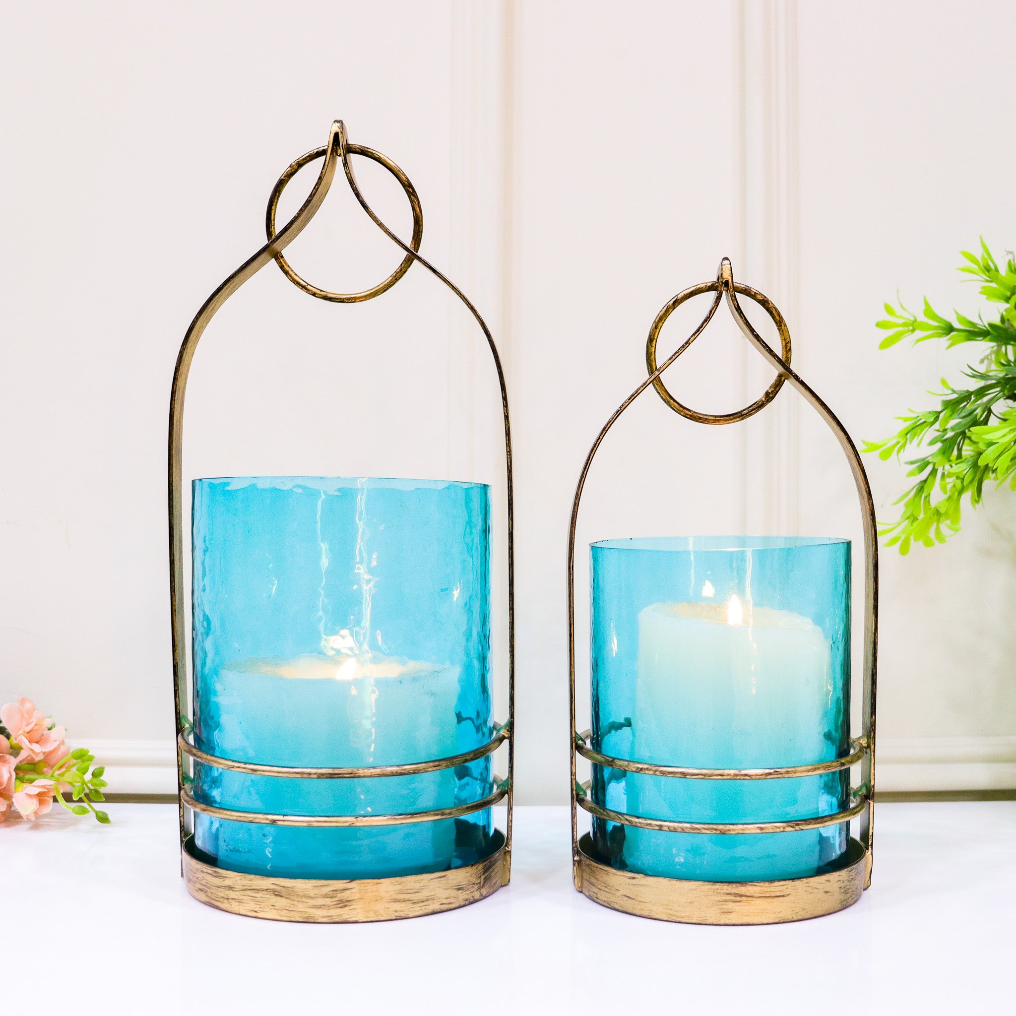 Copper & Teal Candle Holder: Set of 2 - Curiocart