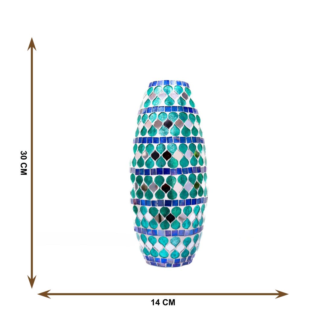 Glass & Teal Mosaic Flower Vase - Curiocart