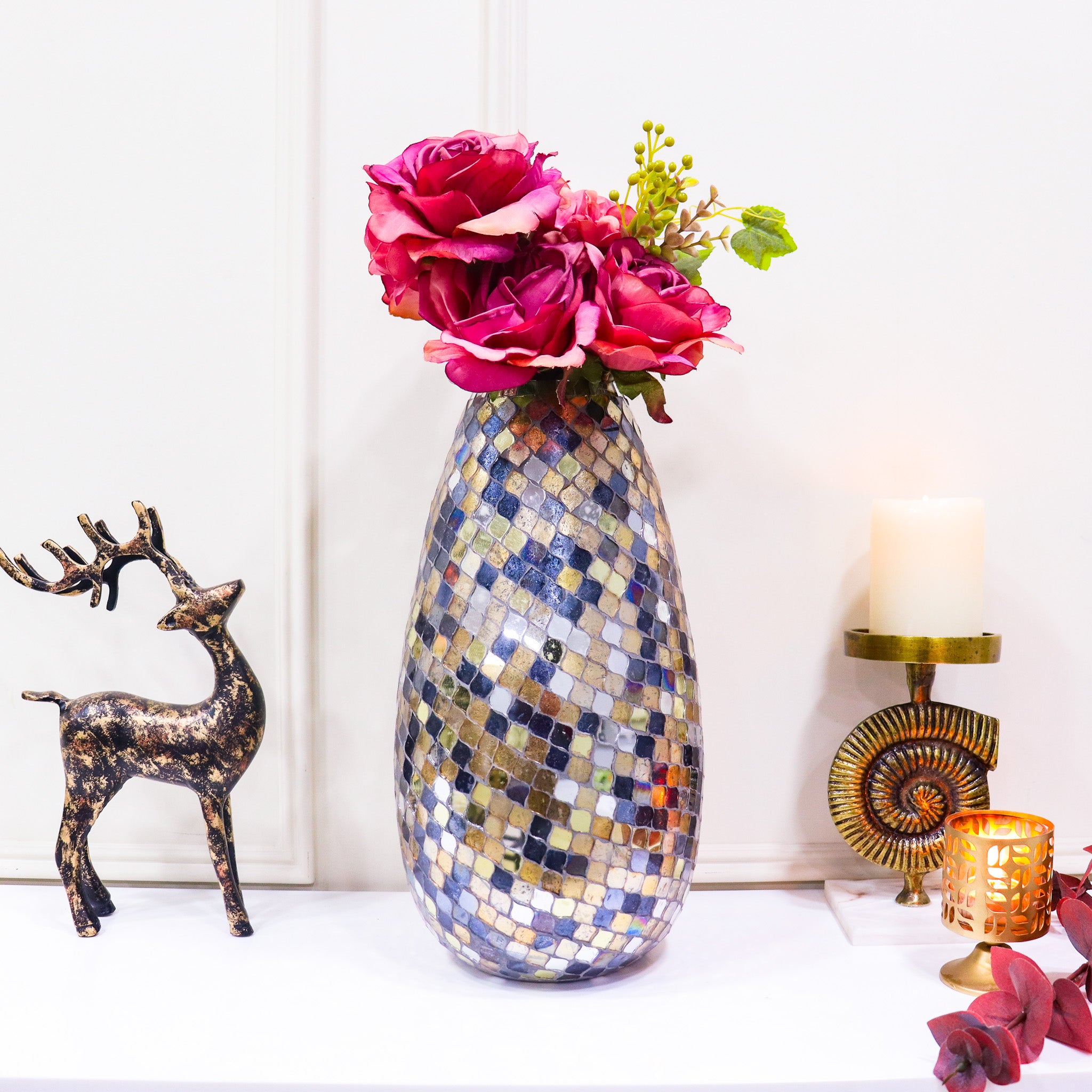 Multicolored Glass Mosaic Vase - Curiocart