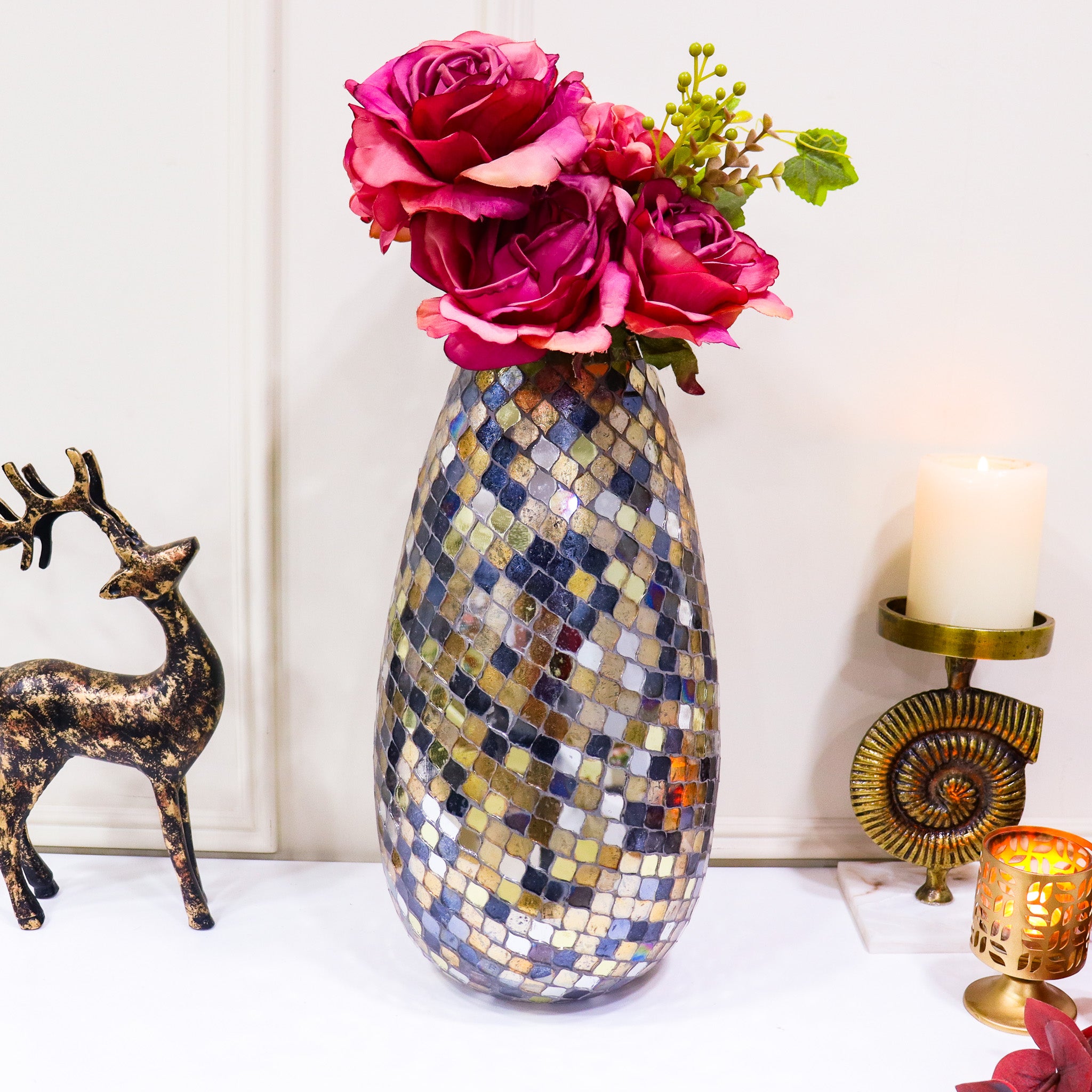 Multicolored Glass Mosaic Vase - Curiocart