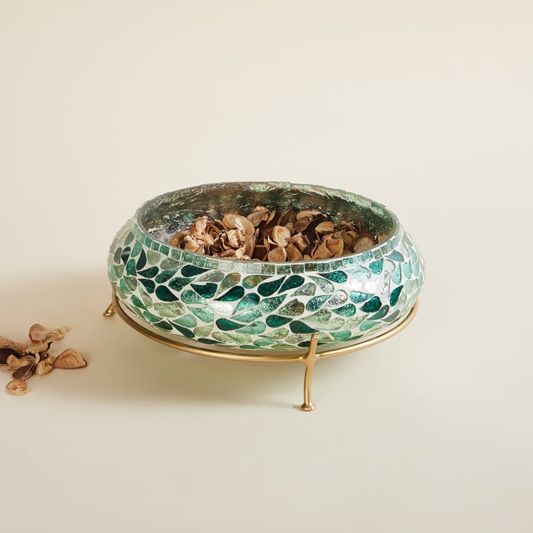 Glass Mosaic Potpourri Bowl with Stand - Curiocart