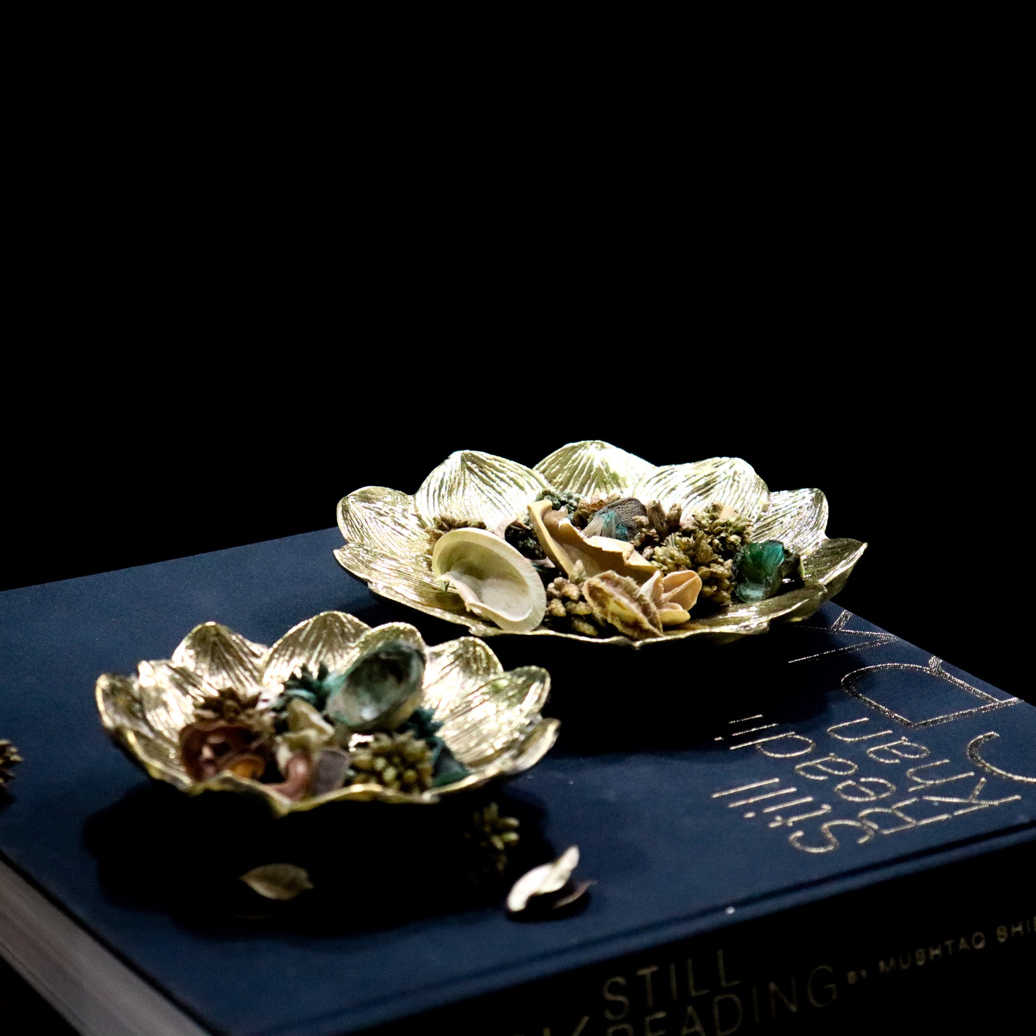 Brass Floral Nut Bowl: Set of 2 - Curiocart