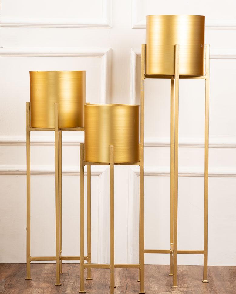 Set of 3 Metal Planters with Stands - Curiocart