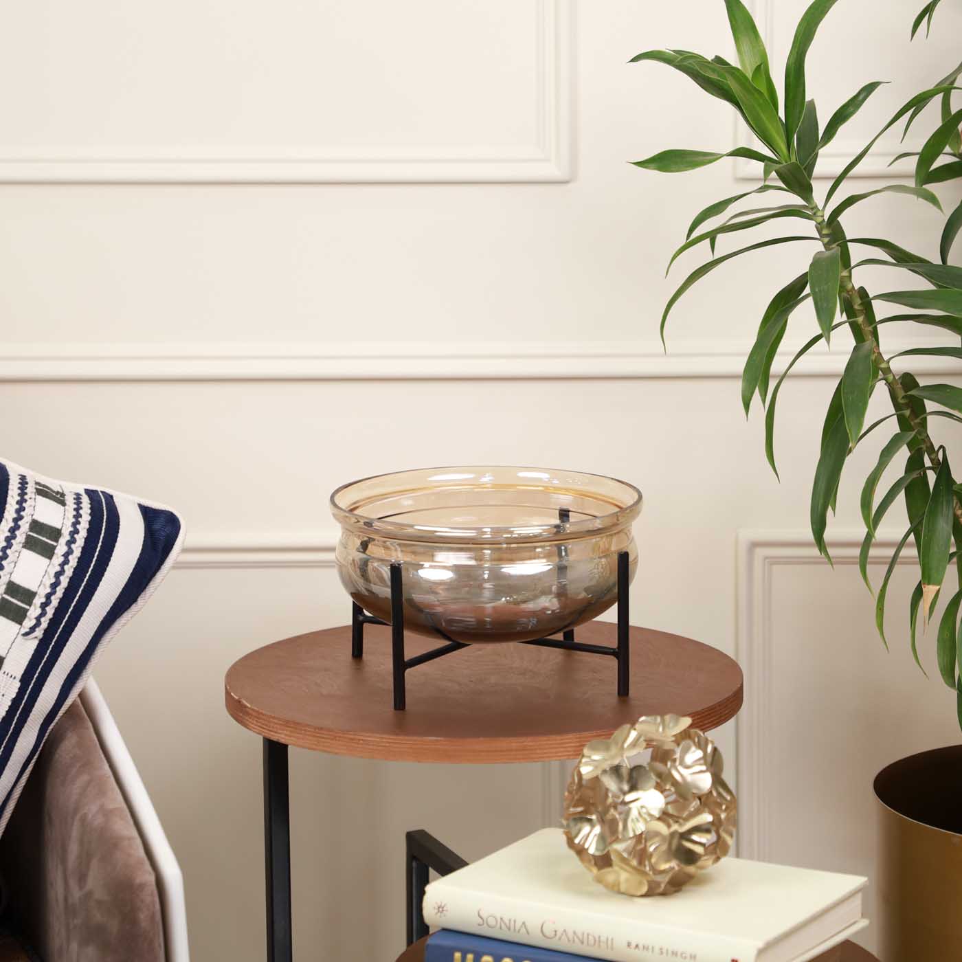 Glass Decorative Bowl With Stand