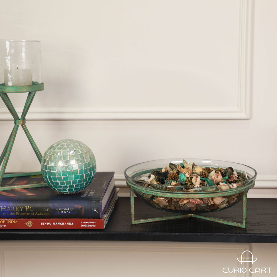 Glass Decorative Bowl with Stand