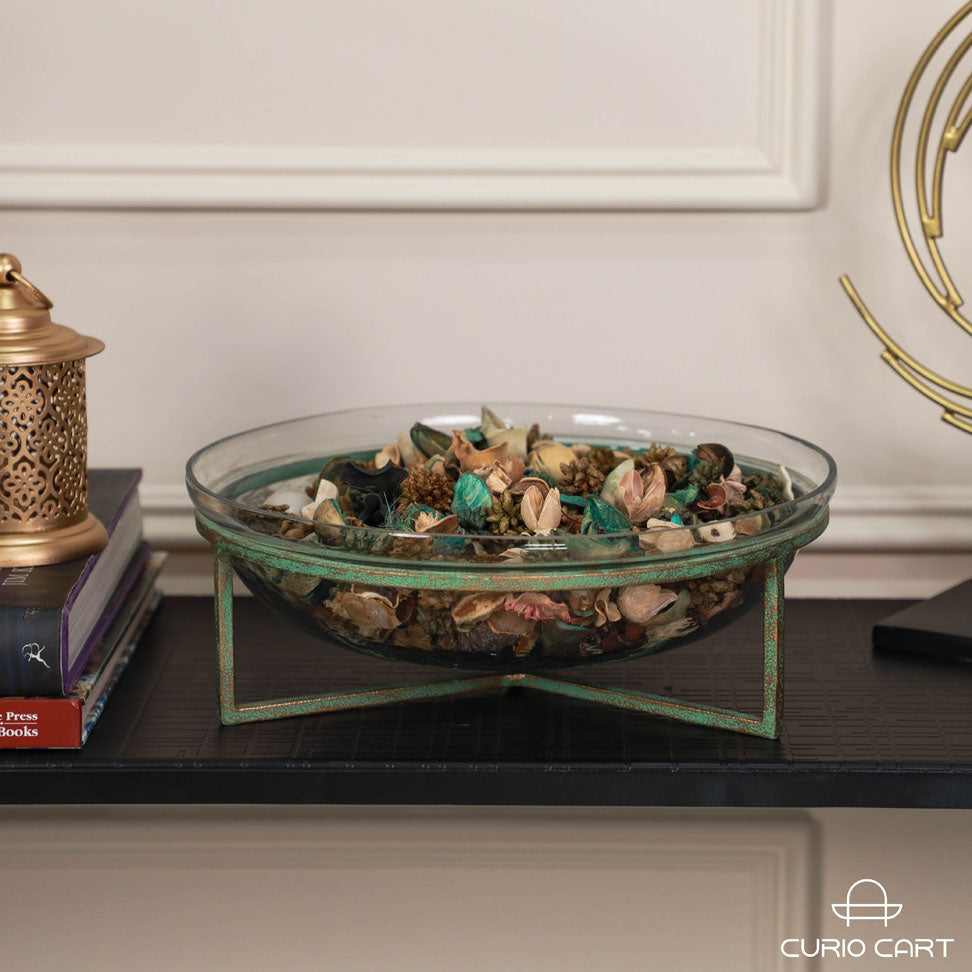 Glass Decorative Bowl with Stand