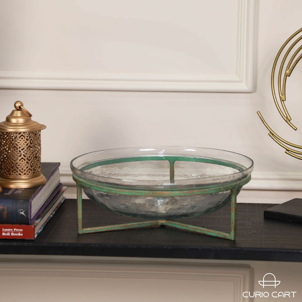 Glass Decorative Bowl with Stand