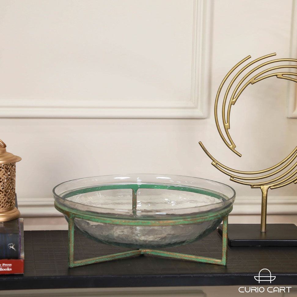 Glass Decorative Bowl with Stand