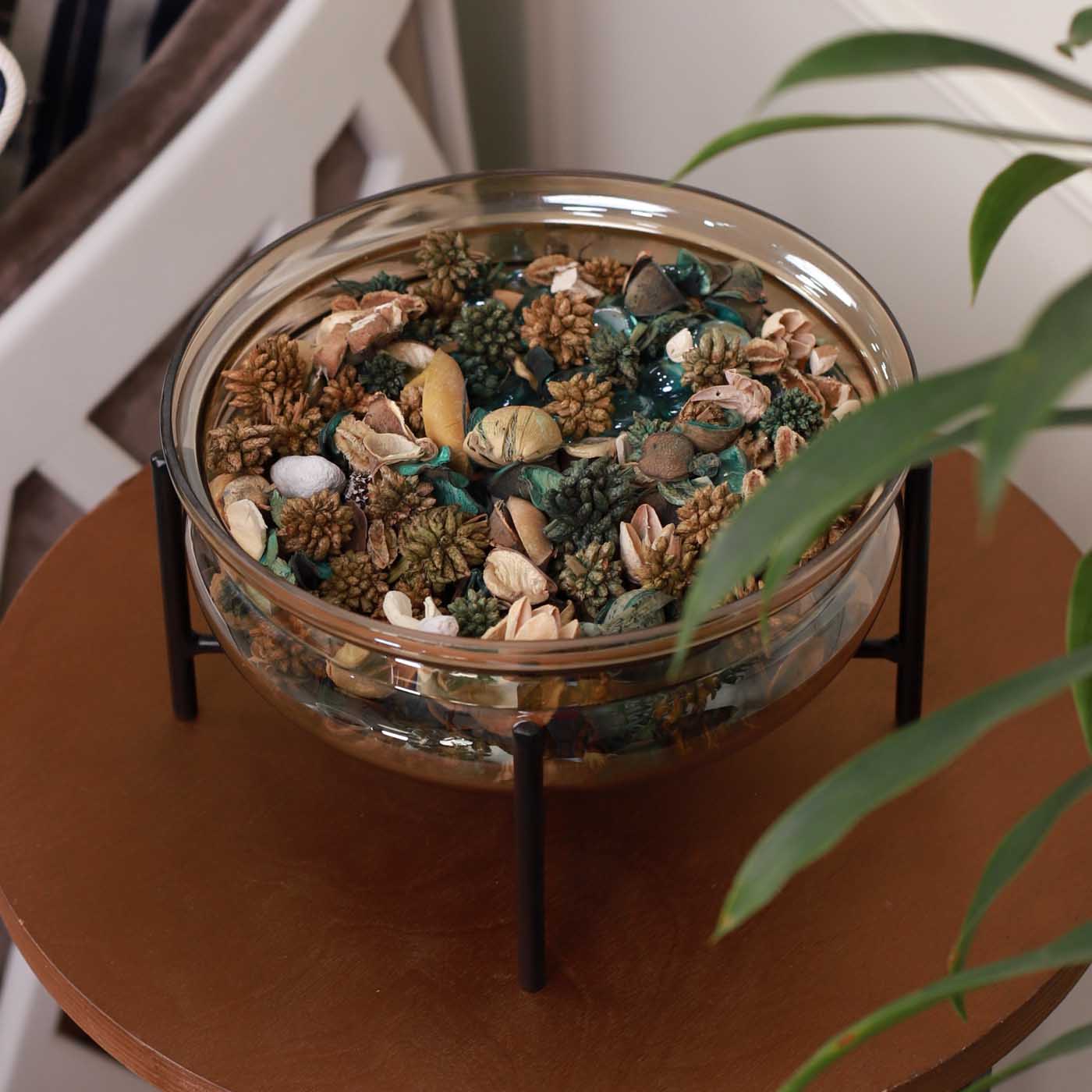Glass Decorative Bowl With Stand