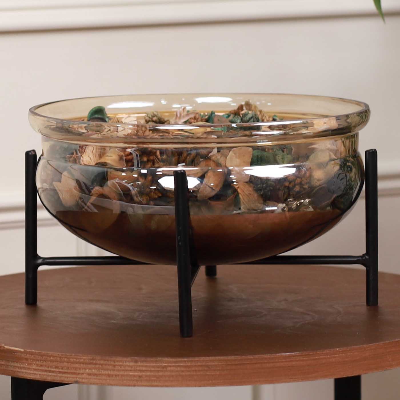 Glass Decorative Bowl With Stand