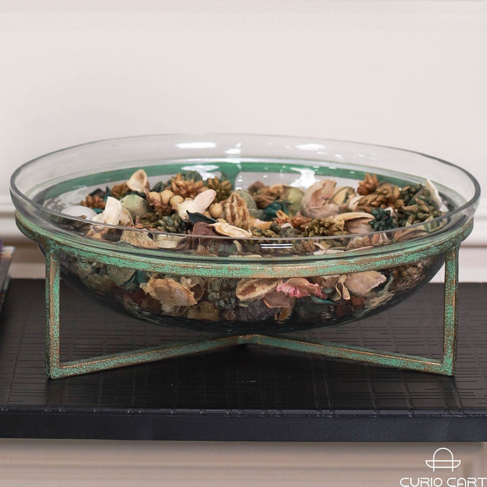 Glass Decorative Bowl with Stand