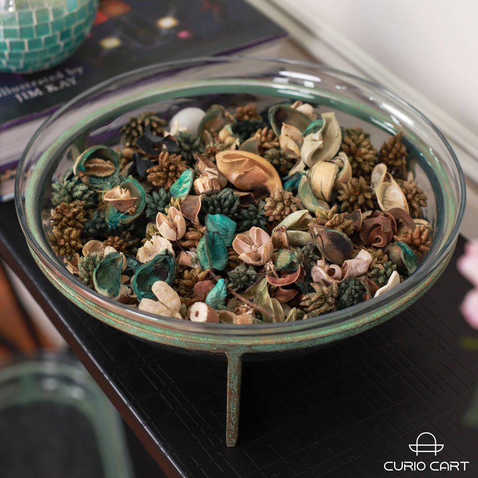 Glass Decorative Bowl with Stand
