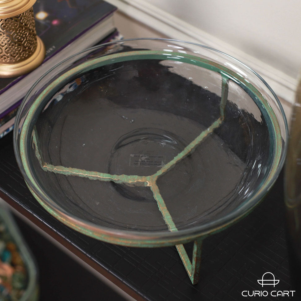 Glass Decorative Bowl with Stand