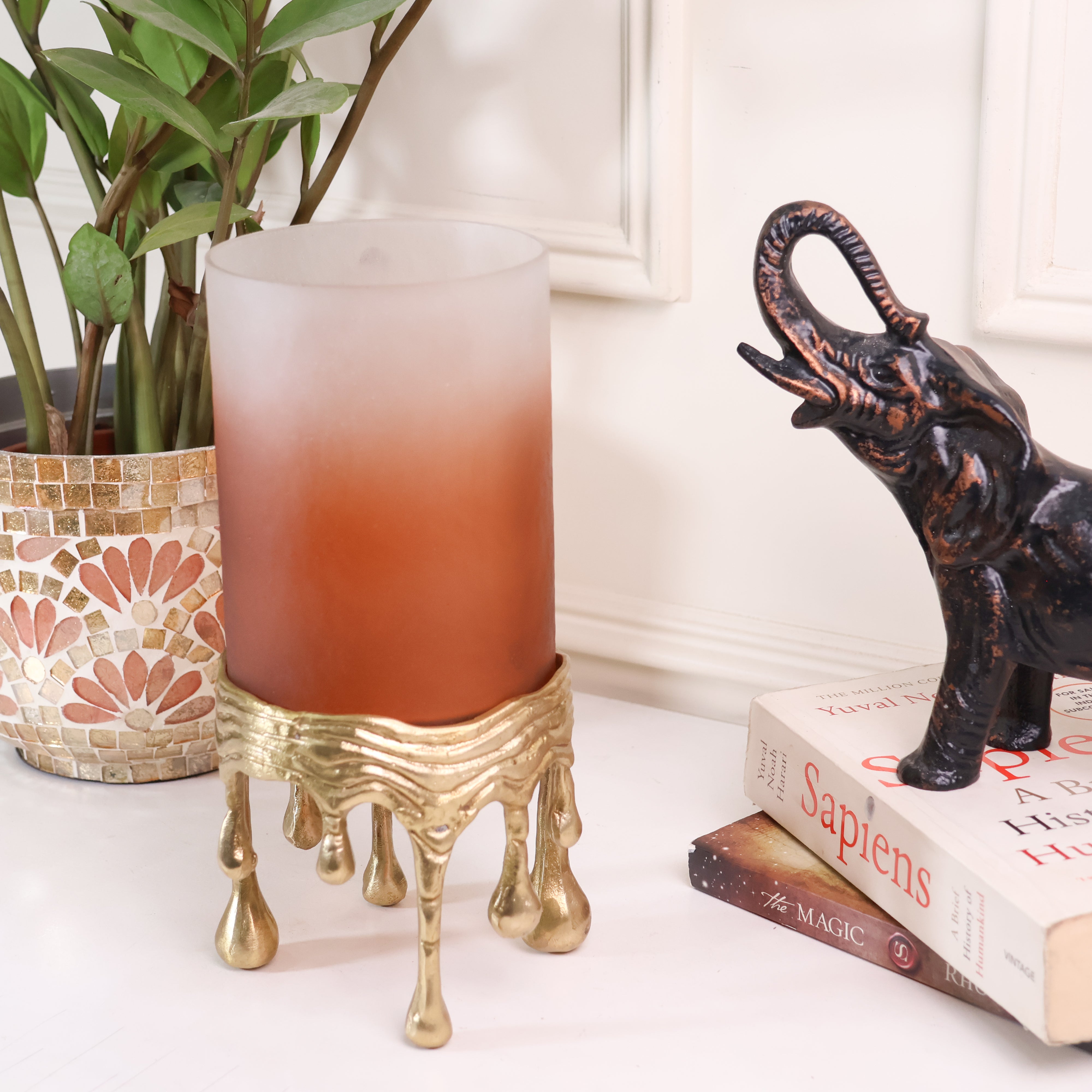 Radiant Ember Lamp Holder - BRASS & GLASS