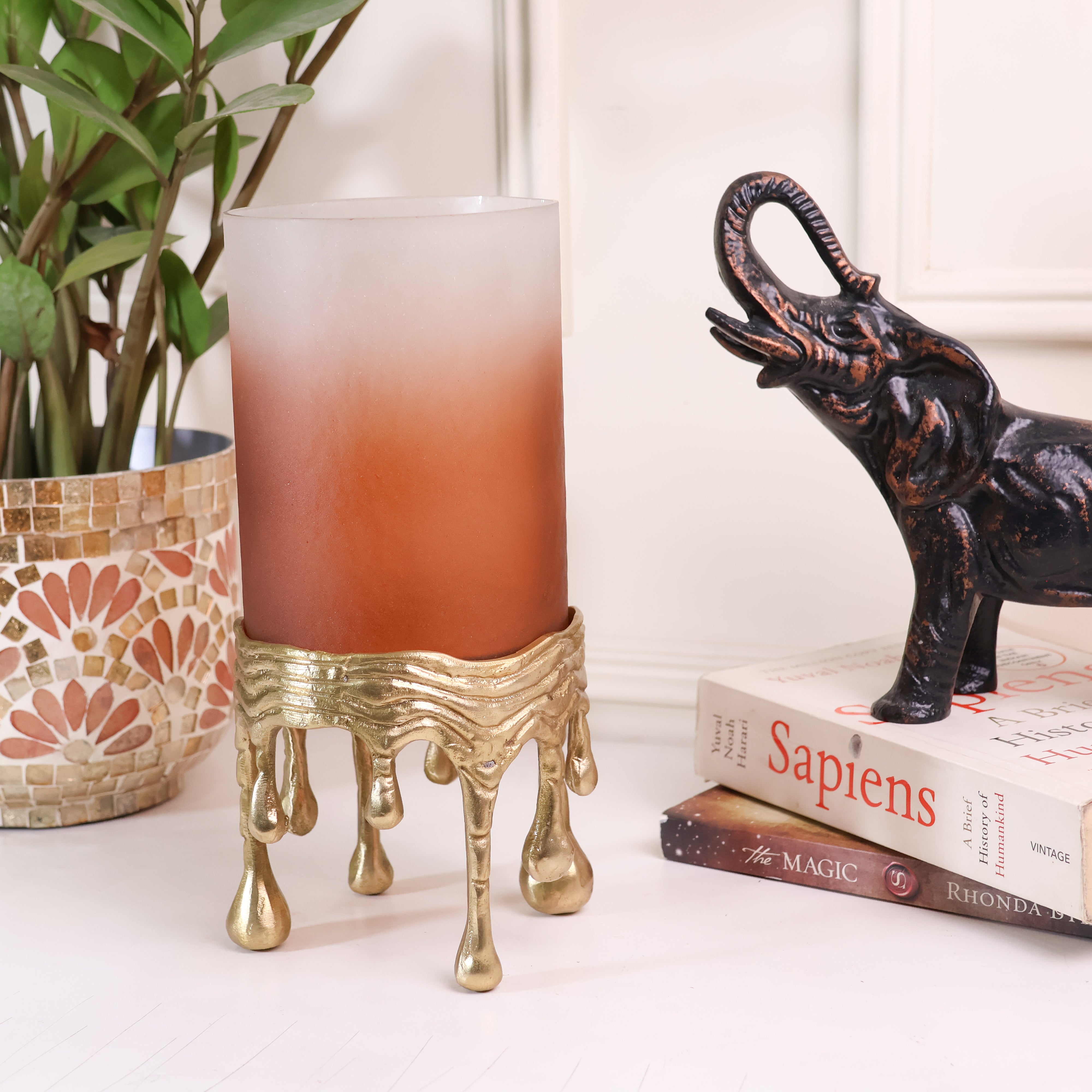 Radiant Ember Lamp Holder - BRASS & GLASS
